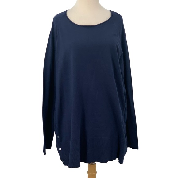 Soft Surroundings Women's LS Saturday Soft‎ Tunic/Sweater Side Buttons Navy XL - Picture 1 of 7